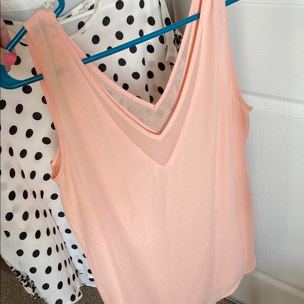 Orange and Pink Sleeveless Tank Top Blouse